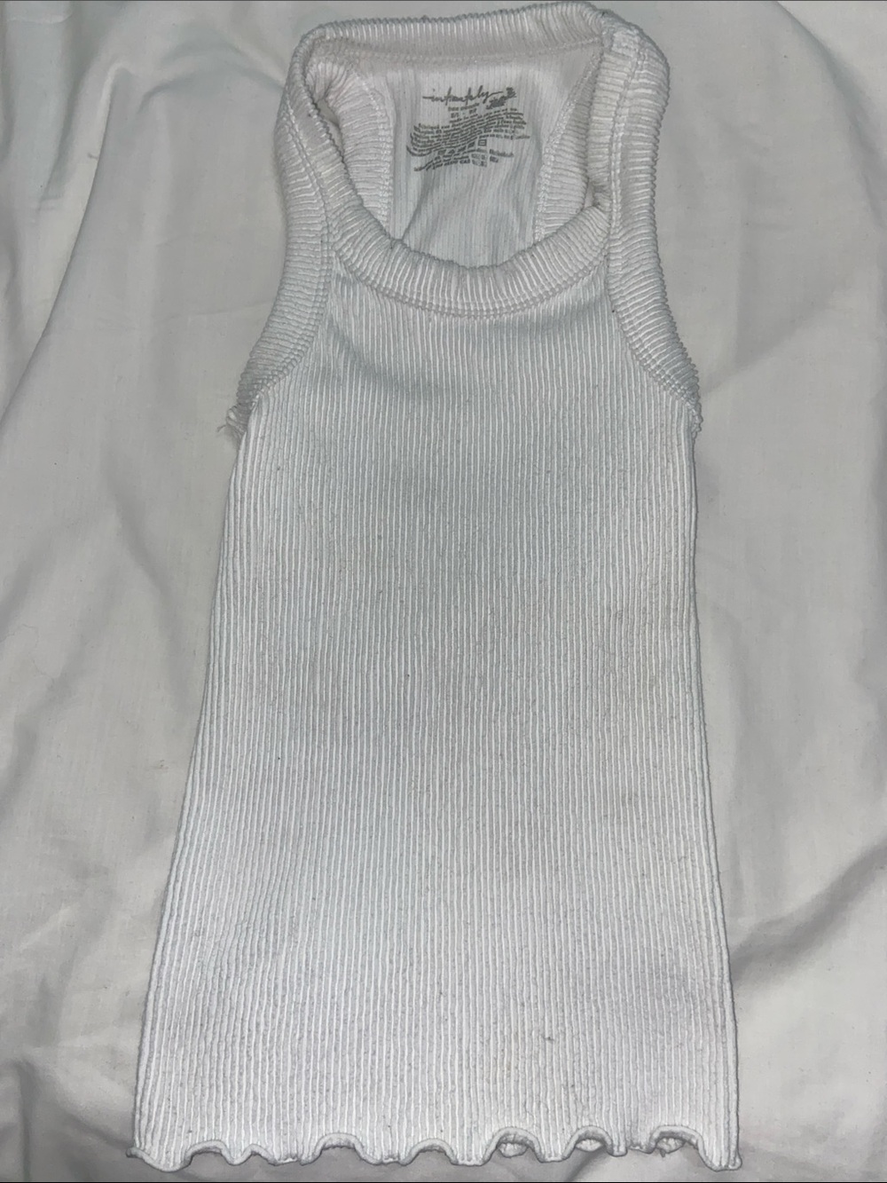 Free People White Ribbed Tank - Fitted Sleeveless Knit